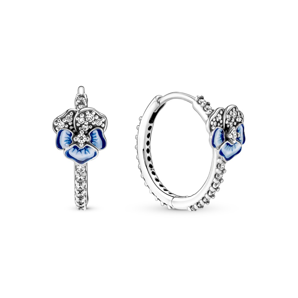 290775C01-pendientes-plata-aro-circonitas-flor-esmalte azul-joyeria-acebo