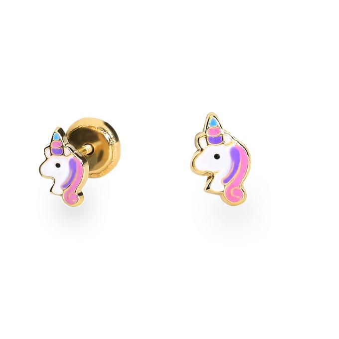 pendientes-oro-amarillo-unicornio-esmalte-colores-joyeria-acebo