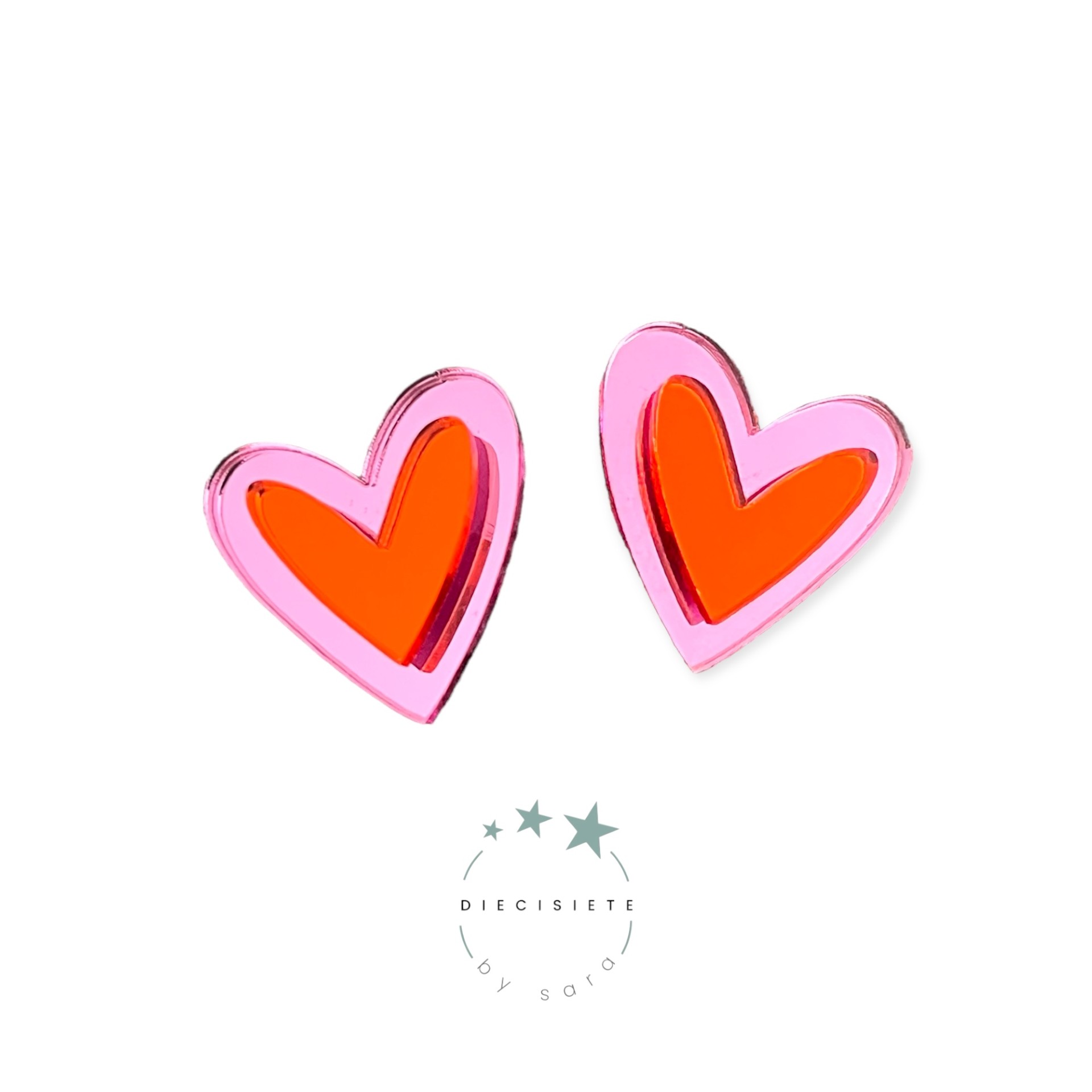 pendientes-doble-corazón-rojo-rosa-diecisiete-by-sara-joyeria-acebo