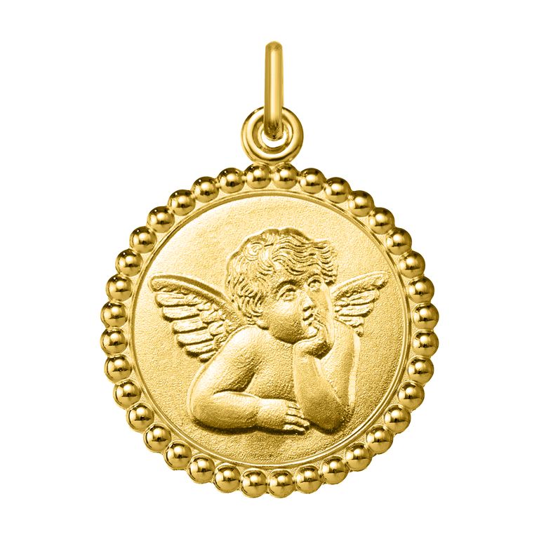 AY3074-medalla-oro-amarillo-18k-angel-guarda-bisel-bolitas-joyeria-acebo